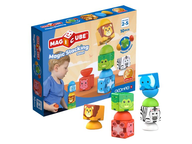 Magnetyczne klocki Geomag Magicube Safari do układania dla dzieci 2-5 lat, 10 sztuk.