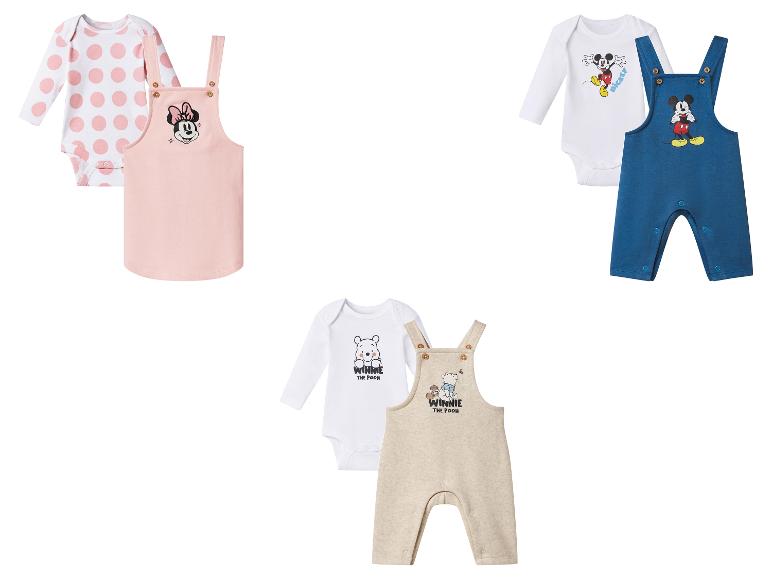 Body i ogrodniczki dziecięce z postaciami Disneya: Minnie Mouse, Mickey Mouse i Kubuś Puchatek.