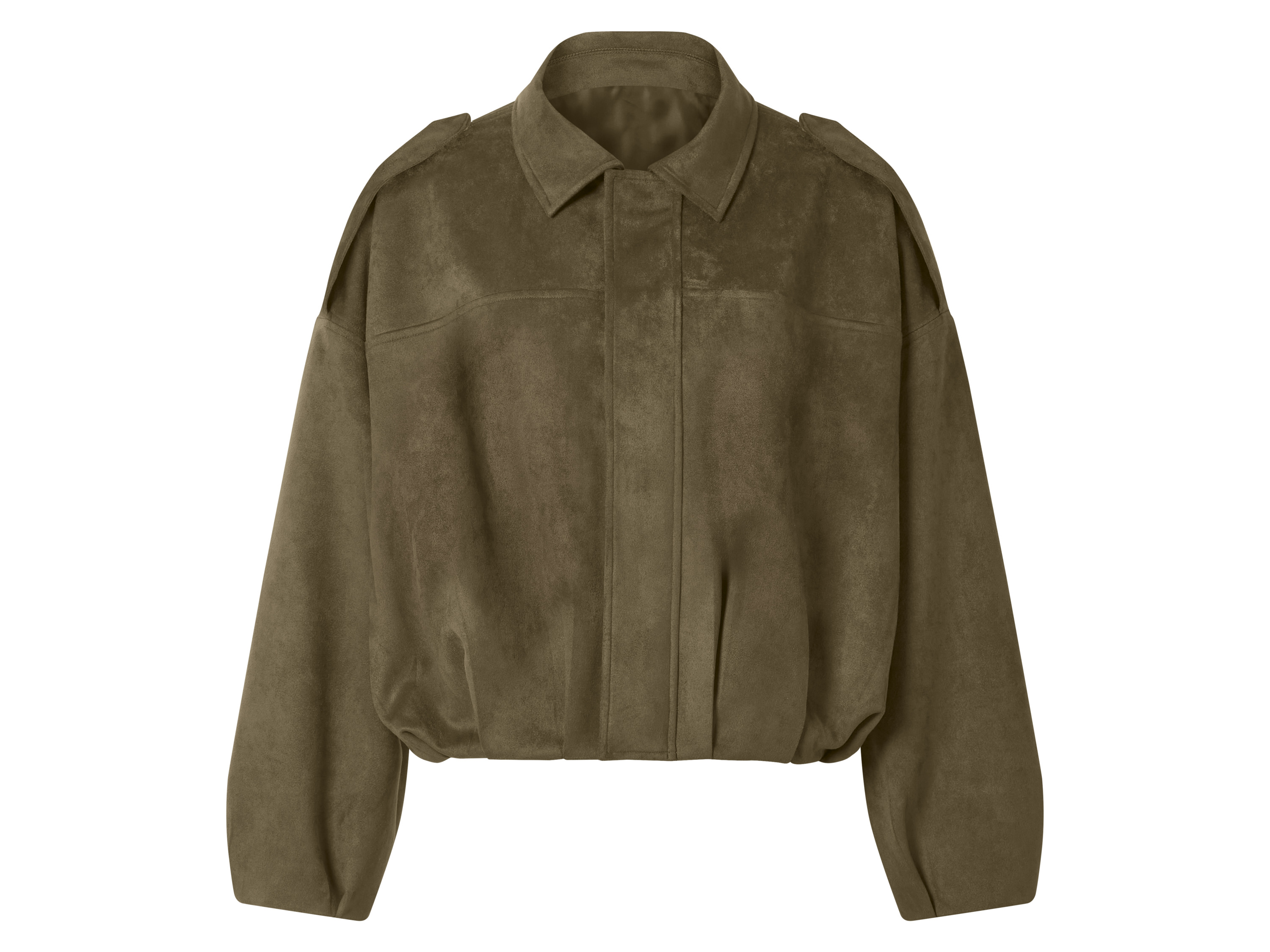 ESMARA® Kurtka bomberka damska z weluru (Khaki, L(44/46))