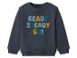 Dziecięca ciemnoniebieska bluza z napisem „READY STEADY GO!” z kolorowych liter szenilowych