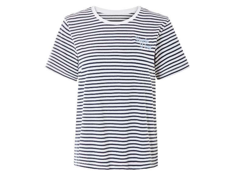 Koszulka w paski w kolorze białym i ciemnoniebieskim z napisem 'Lovely Day'