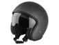 Szary otwarty kask motocyklowy z przezroczystą szybą