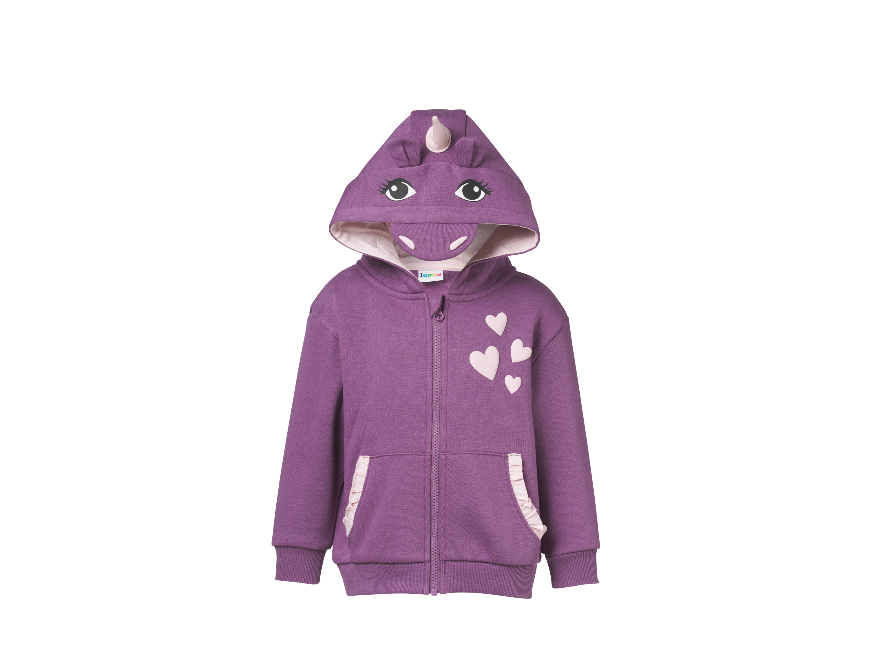 LUPILU® Bluza dziecięca rozpinana z kapturem (Lila, 110/116)