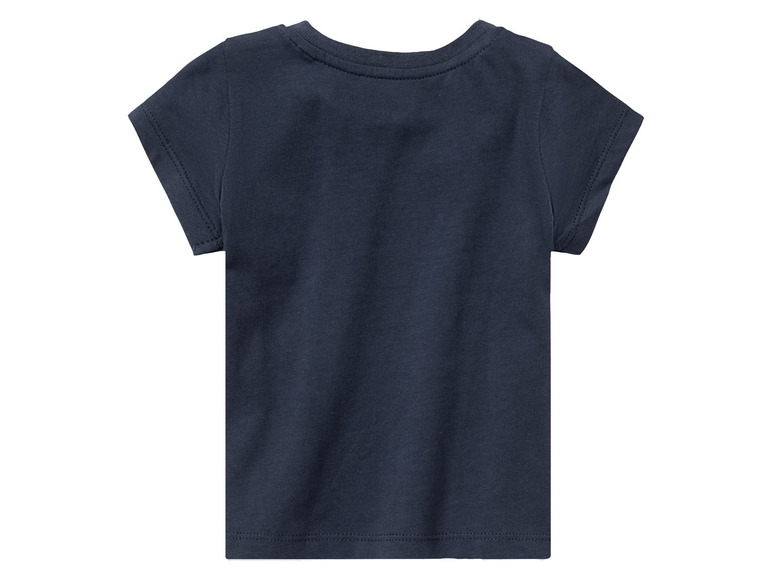 Granatowy t-shirt z krótkim rękawem.