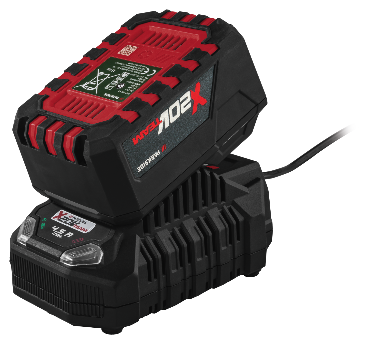 PARKSIDE® Akumulator litowo-jonowy, 20 V, 4 Ah, PAP 204 A1 z ładowarką, 4,5 A, PLG 20 C3