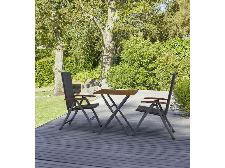 Pełny ekran: LIVARNO home Zestaw plecionych mebli ogrodowych Valencia (stolik składany + 2 fotele składane), brązowy - zdjęcie 8