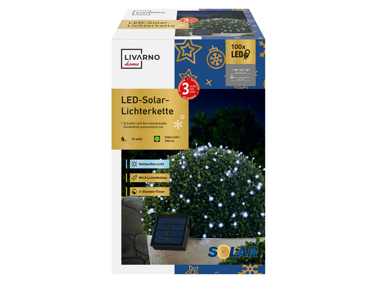Pełny ekran: LIVARNO home Girlanda solarna LED, 2 x 5 m, 100 diod - zdjęcie 3