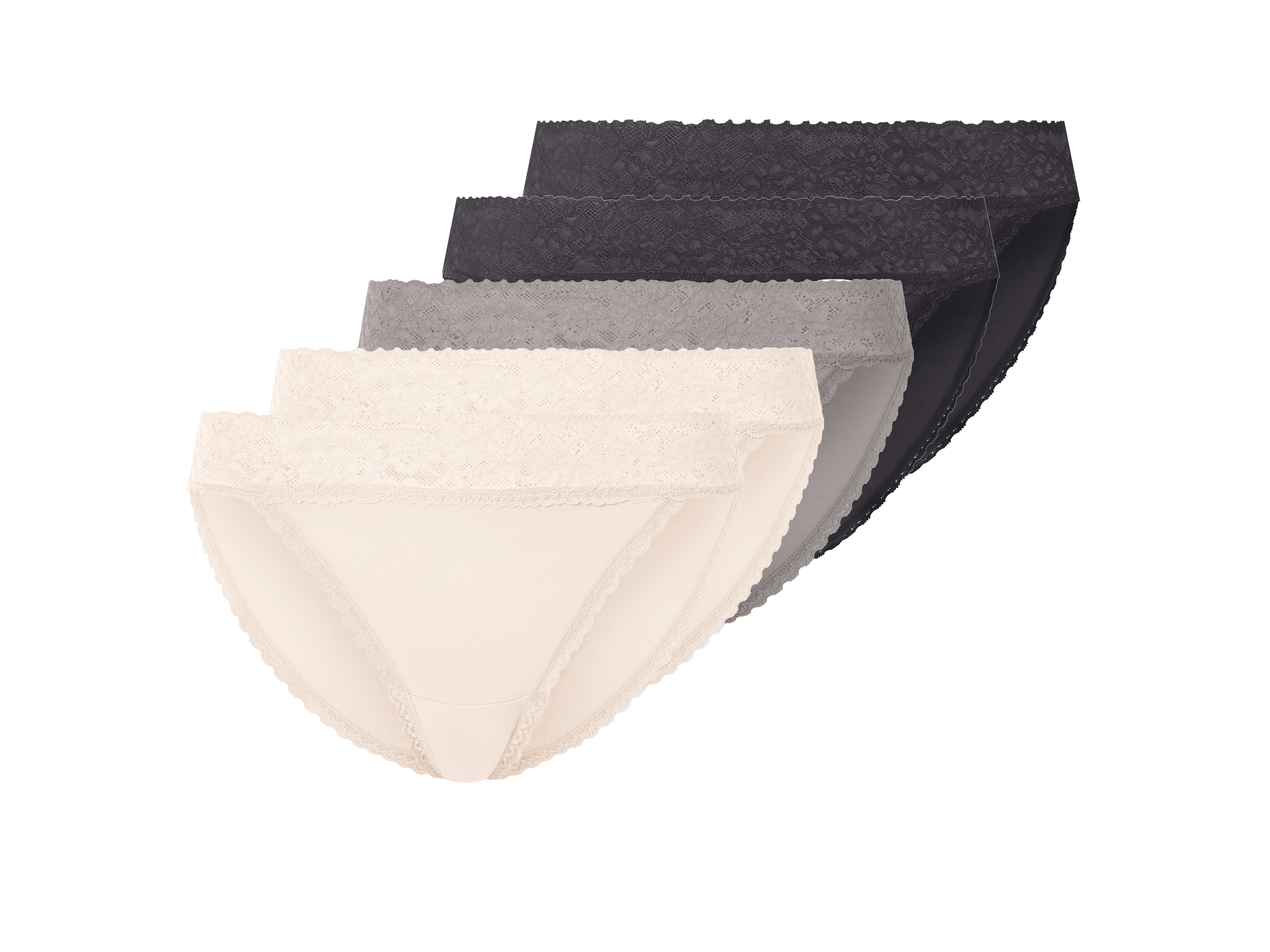 ESMARA® Majtki damskie, 5 par (Szary/ kremowy, S(36/38))