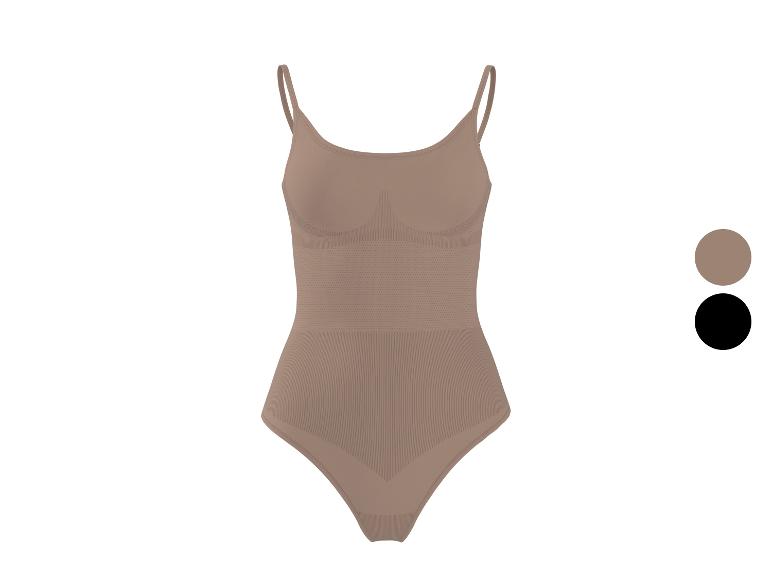 Beżowe body modelujące z cienkimi ramiączkami, dostępne w kolorze beżowym i czarnym.