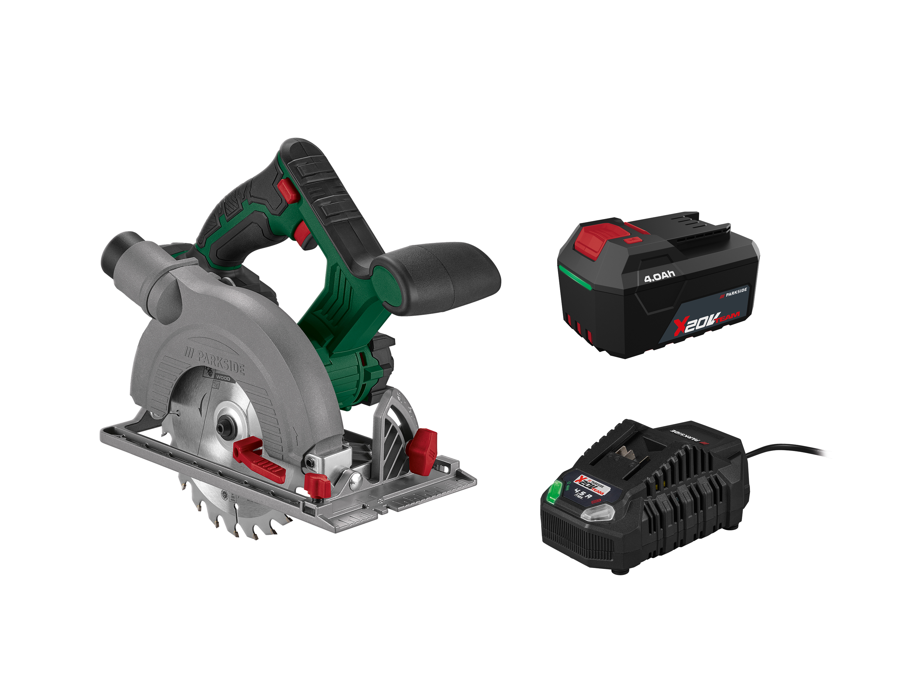 PARKSIDE® Zestaw Pilarka tarczowa, 20 V z akumulatorem, 4 Ah i ładowarką, 4,5 A