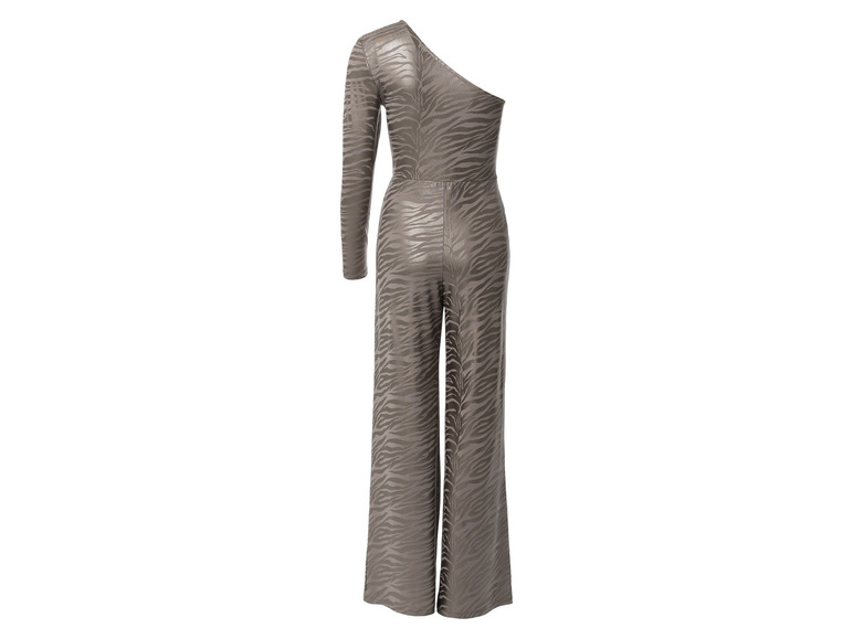 Beżowy kombinezon w pasy zebry.