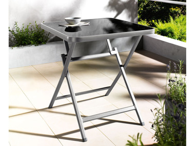 Livarno Home Aluminiowy stolik ogrodowy Houston, 70 x 70 cm, składany, srebrny