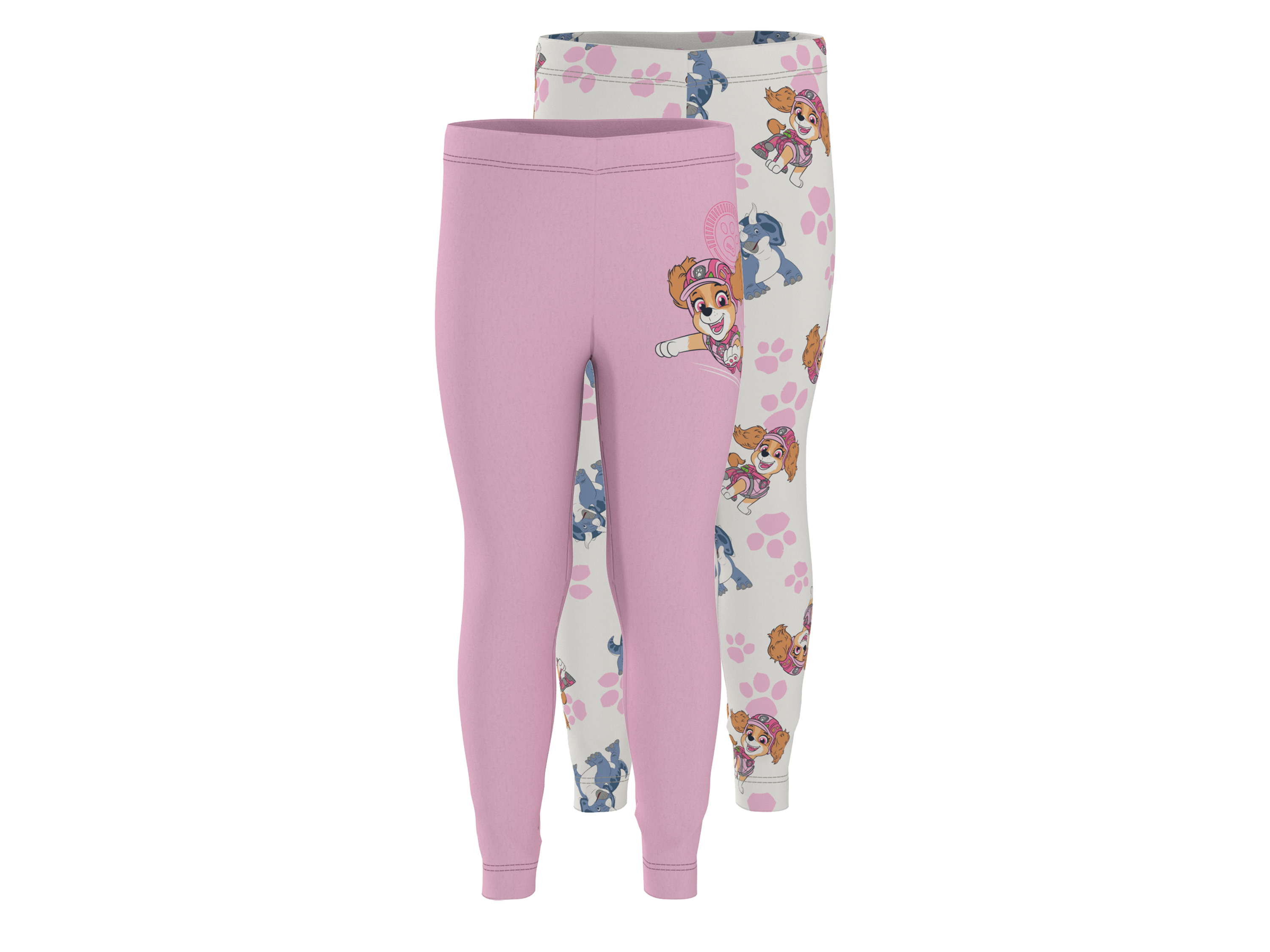 LUPILU® Legginsy dziewczęce z bawełną, 2 pary (Różowy/biały, 122/128)