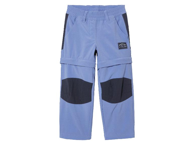 Niebieskie spodnie trekkingowe z ochraniaczami kolan dla dzieci.