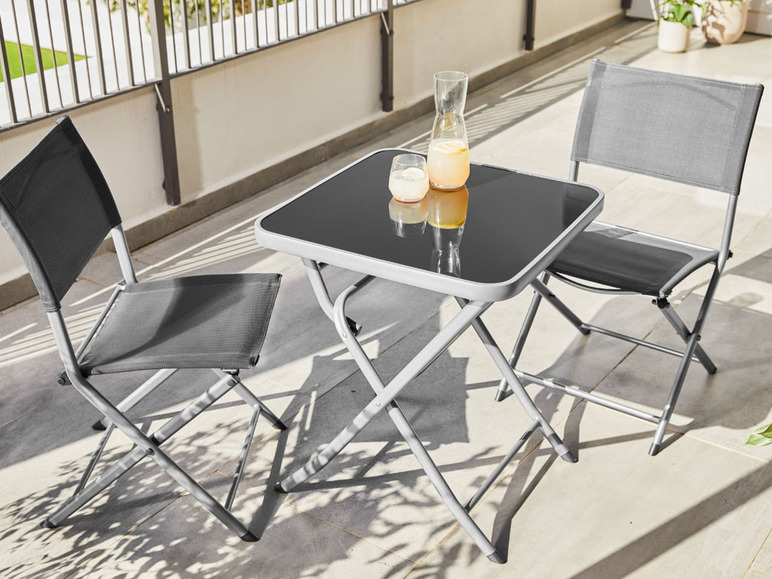 Pełny ekran: LIVARNO home Aluminiowy zestaw balkonowy Houston, stolik i 2 krzesła, srebrny/ szary - zdjęcie 7