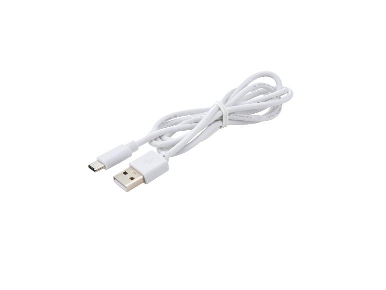 Biały kabel USB z złączami USB-A i USB-C.