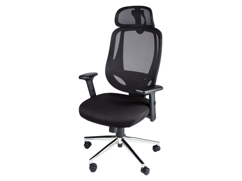 Pełny ekran: LIVARNO home Krzesło obrotowe, z regulowanym zagłówkiem, czarne - zdjęcie 1