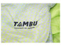 Zielona kurtka w białe kropki z logo Tambu.
