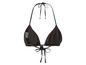 Czarny górny biustonosz bikini z wiązaniem na szyi.
