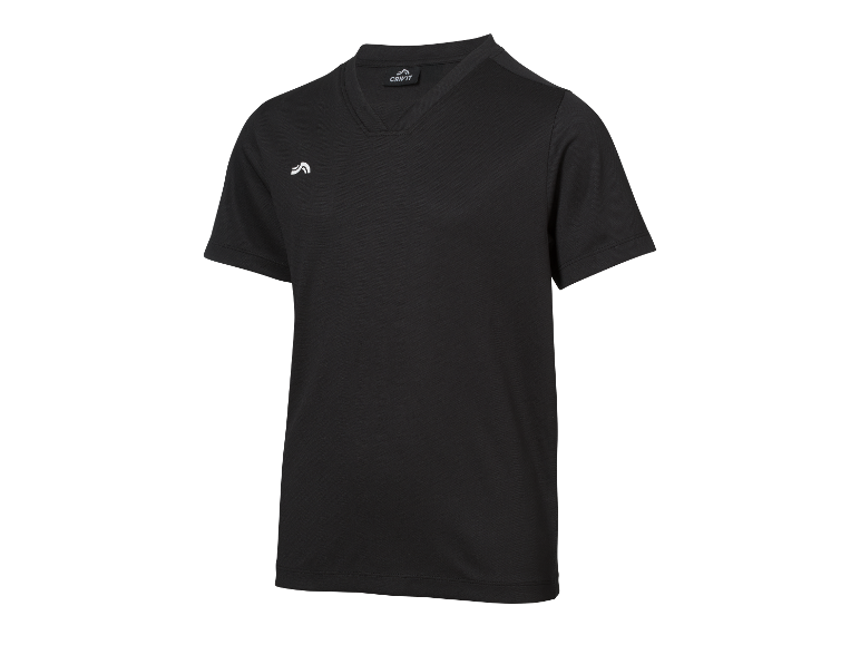 Czarny T-shirt Crivit z dekoltem w szpic.