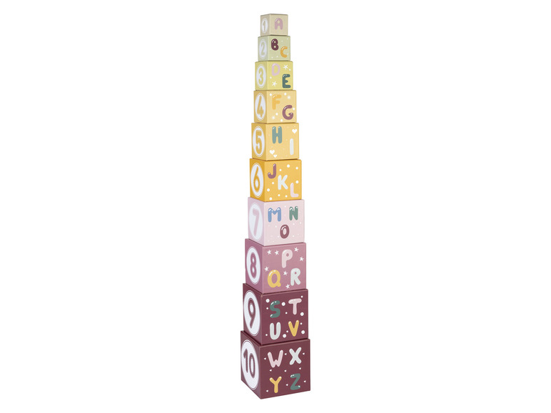Pełny ekran: lupilu® Zabawka wieża piramida, 10 kostek - zdjęcie 1