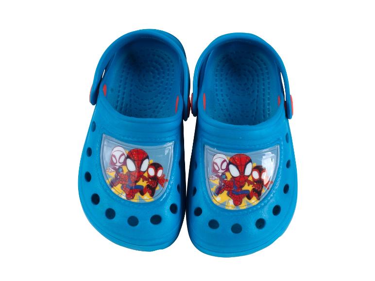Niebieskie dziecięce kalosze z motywem Spider-Mana.