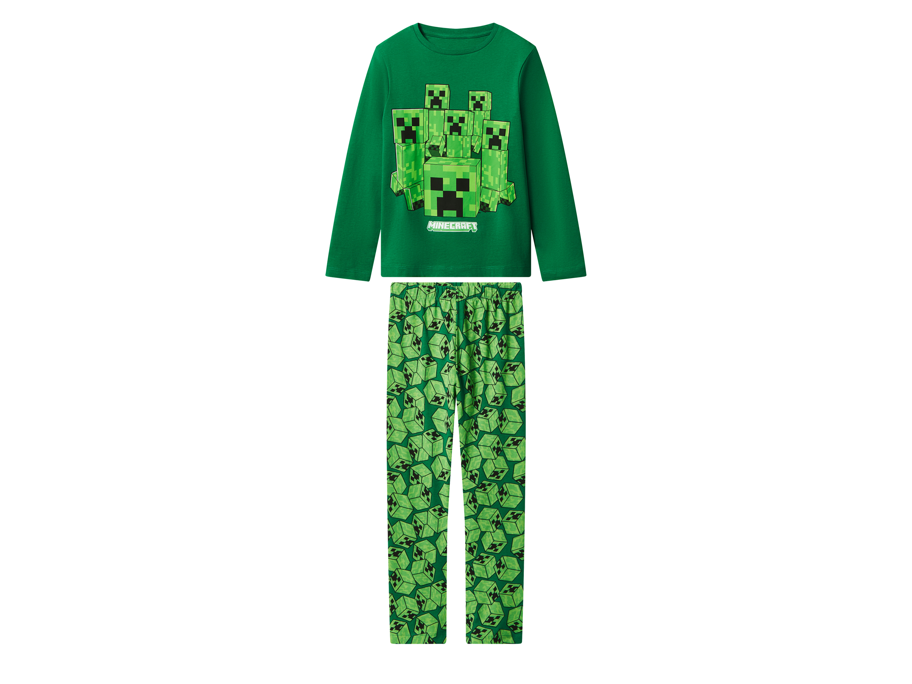 Piżama dziecięca Minecraft z bawełny (Zielona, 122/128)