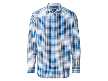NOBEL LEAGUE® Koszula biznesowa męska Regular Fit, z bawełny, kratka/niebieski/biały