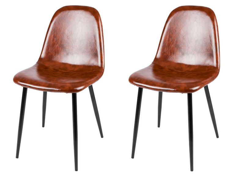 Pełny ekran: LIVARNO home Krzesło »San Diego«, brązowa imitacja skóry, 2 szt. - zdjęcie 1
