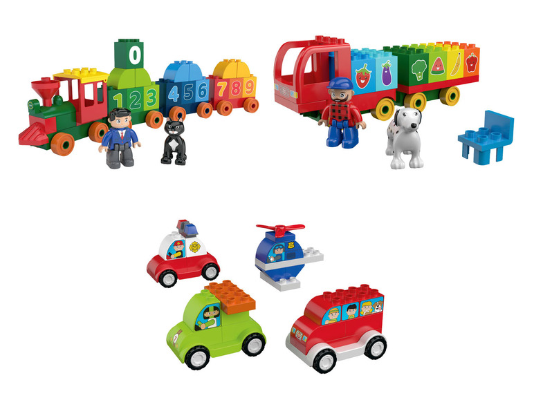 Pełny ekran: Playtive Clippys Zestaw 4 pojazdów / Ciężarówka z owocami i warzywami / Pociąg numeryczny - zdjęcie 1