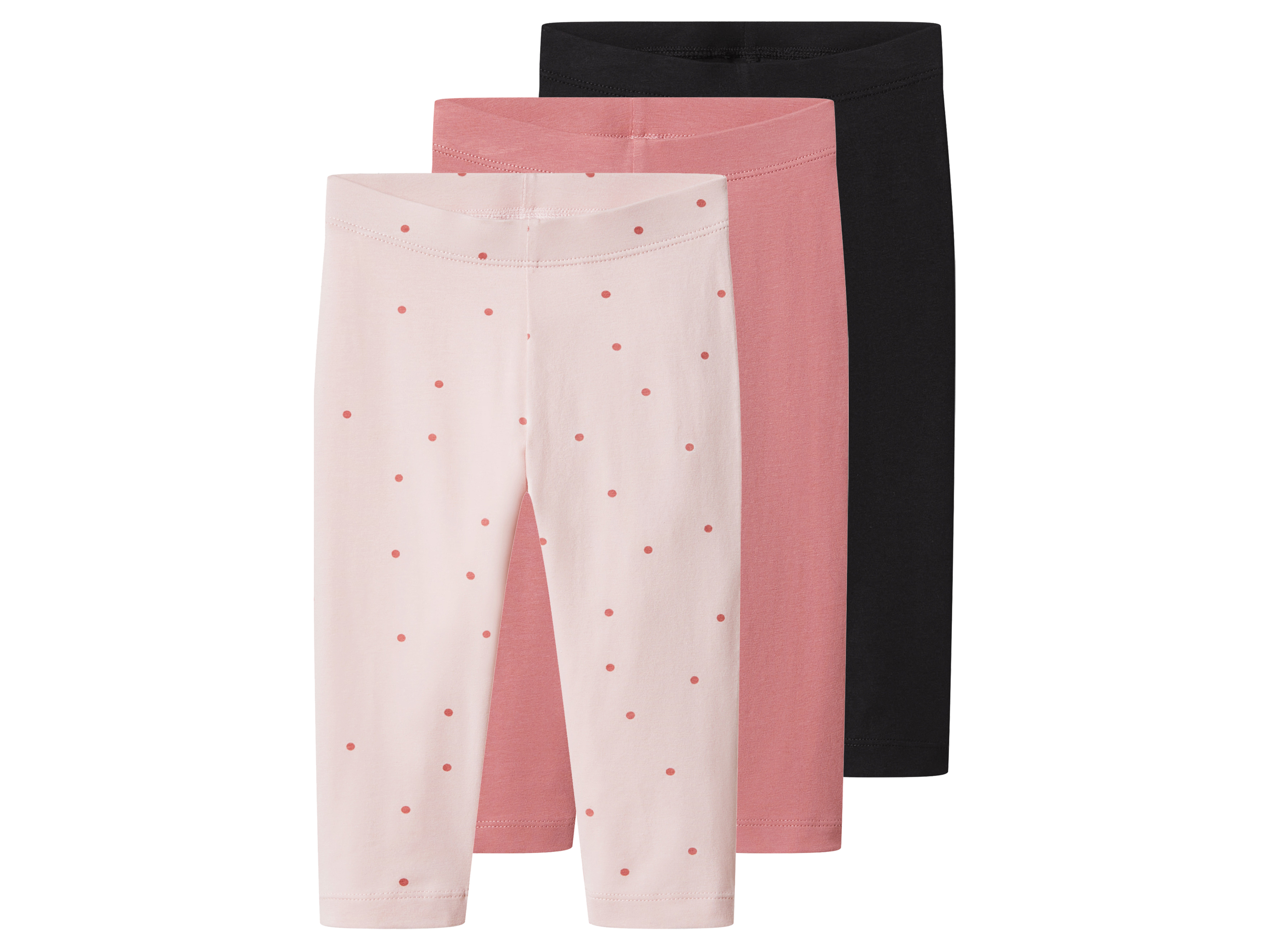 lupilu® Legginsy 3/4 dziecięce z bawełną, 3 pary (różowy/różowy/czarny, 122/128)