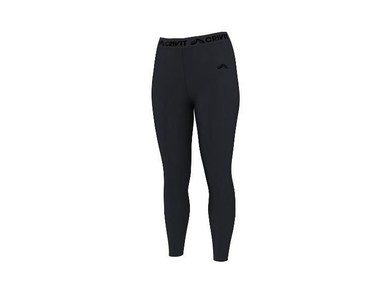 Czarne legginsy sportowe z elastycznym pasem i logo.