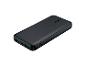Czarny power bank z dwoma portami USB i wskaźnikiem naładowania.
