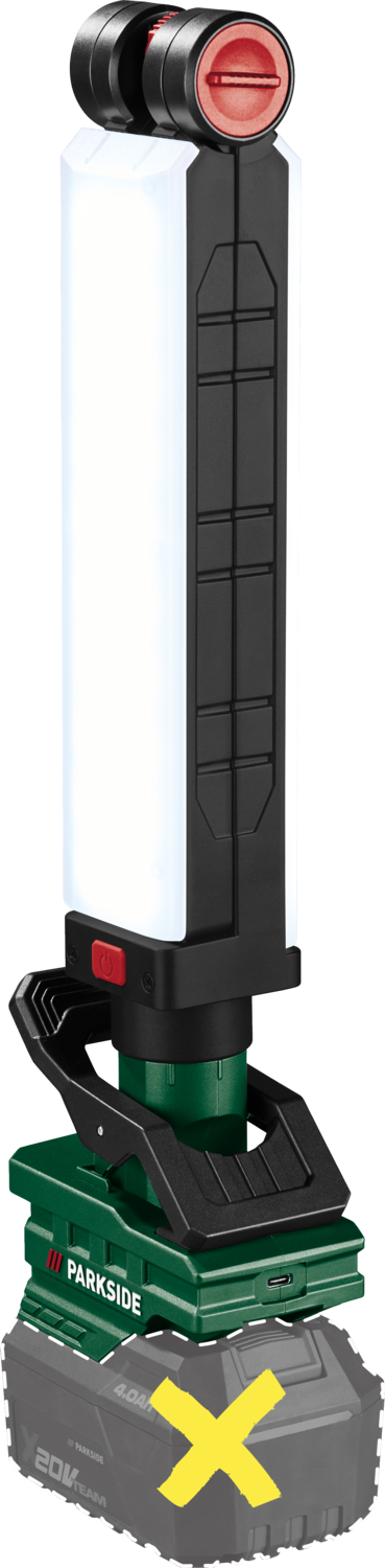 PARKSIDE® Akumulatorowa lampa robocza LED z zaciskiem PLKLA 20-Li A1, 20V (bez akumulatora i ładowarki)