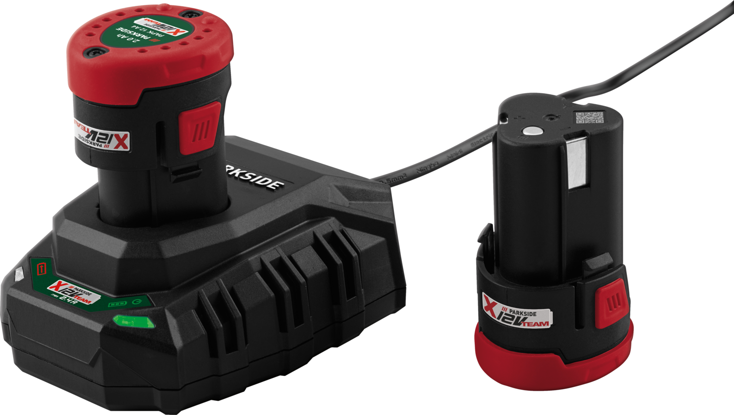 PARKSIDE® 2x 12V / 2Ah akumulator »PAPK 12 A4« i 1x 2,4A ładowarka »PLGK 12 A3«