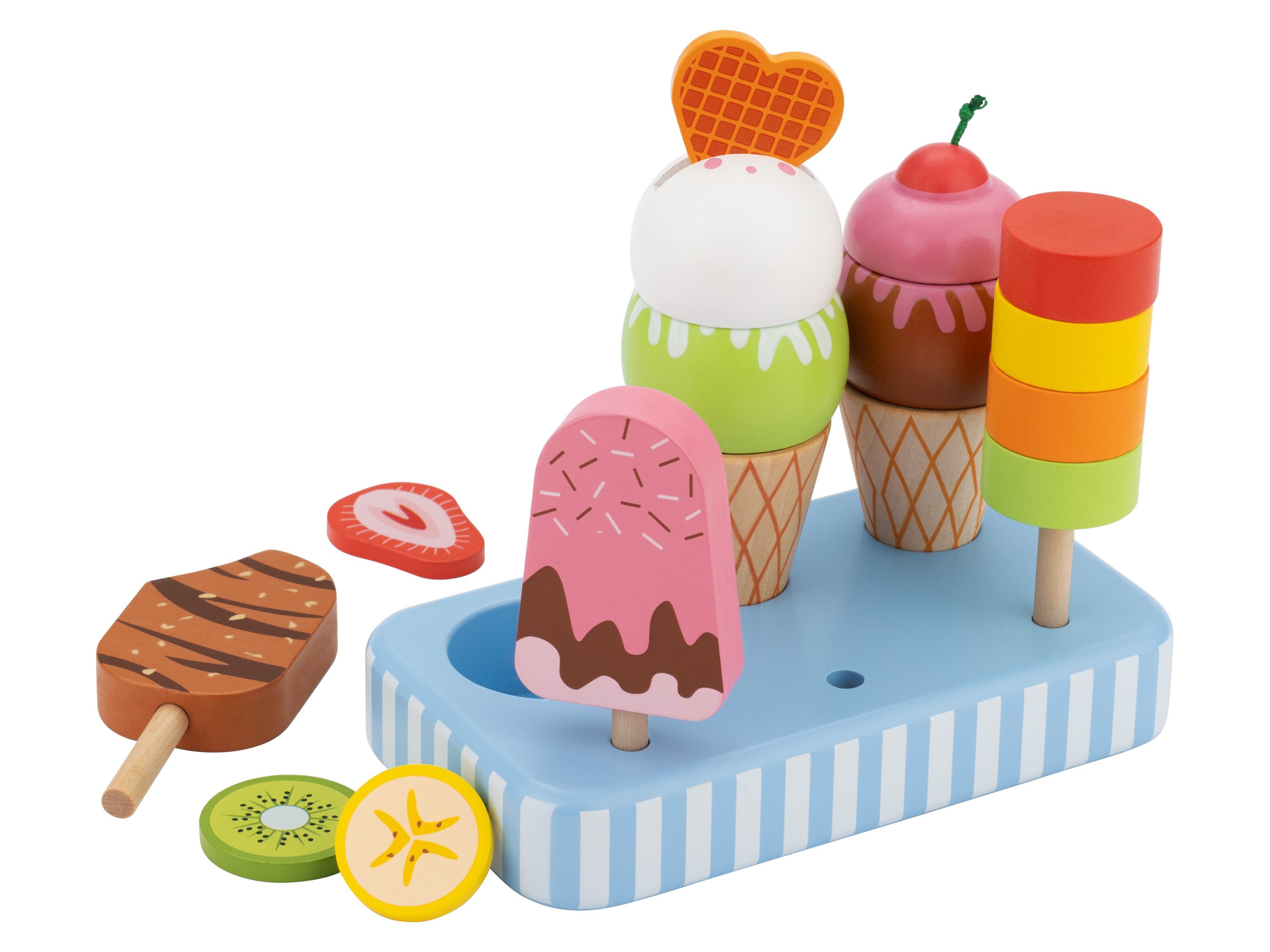 LUPILU® Zestaw drewnianych akcesoriów kuchennych (Lody)