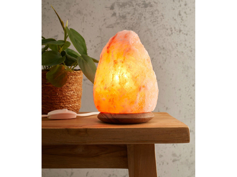 Pełny ekran: LIVARNO home Lampka solna, z drewnianą podstawą, 16 cm - zdjęcie 4
