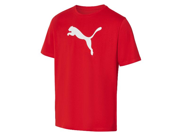 Czerwona koszulka Puma z białym logo.