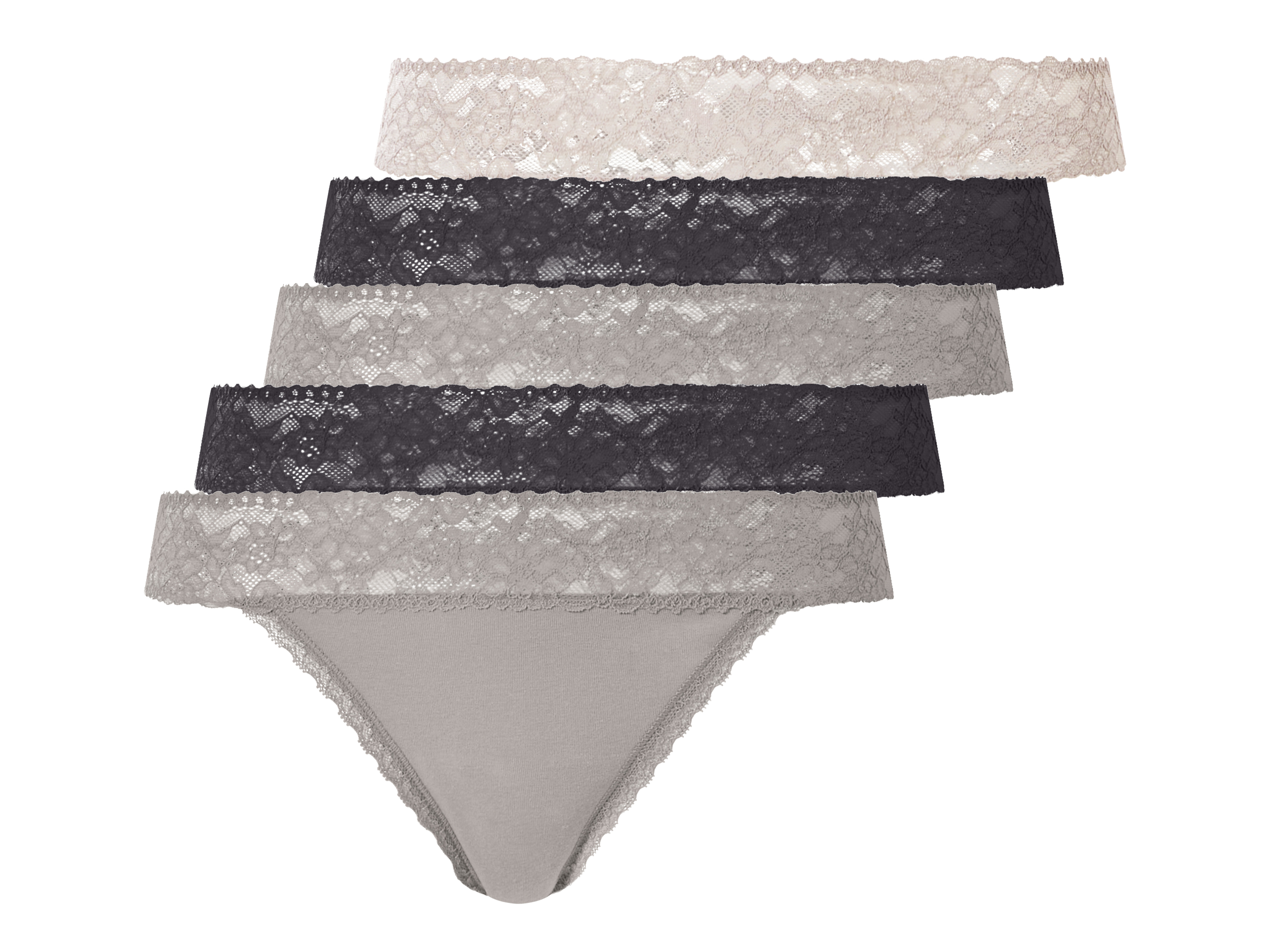 ESMARA® Majtki stringi damskie, 5 par (Szary/różowy, M (40/42))