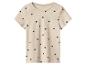 Beżowy T-shirt w czarne serca