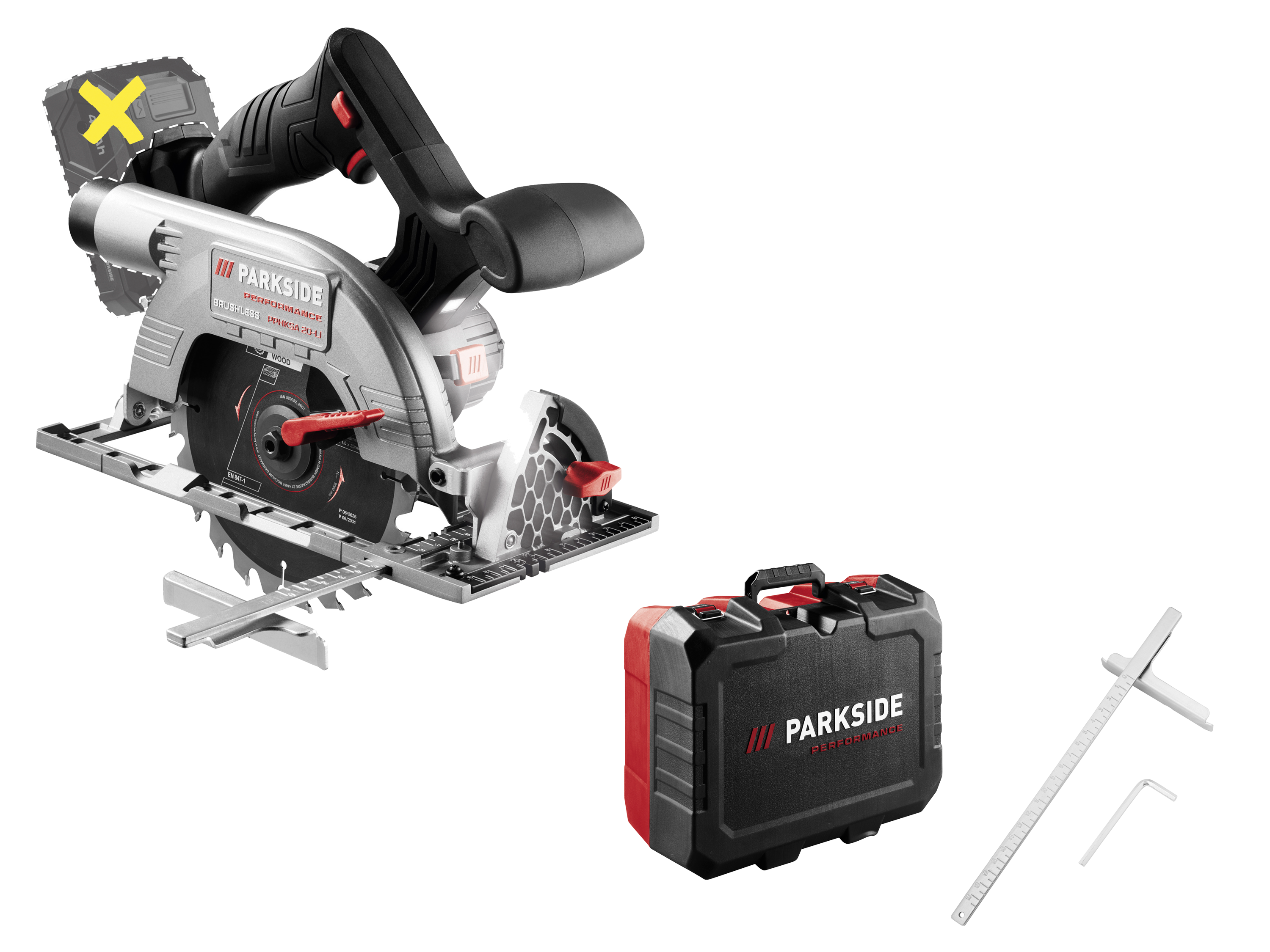 PARKSIDE PERFORMANCE® Akumulatorowa ręczna pilarka tarczowa 20 V PPHKSA 20-Li A1 (bez akumulatora i ładowarki)