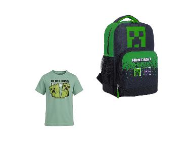 Zestaw szkolny dla dzieci z kolekcji Minecraft: plecak Creeper i zielony t-shirt 122/128