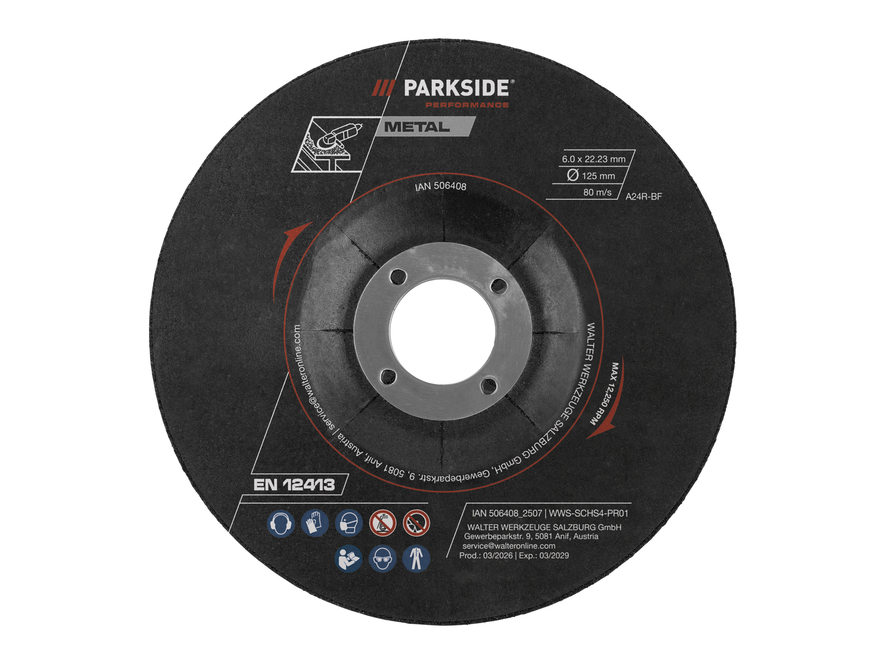 PARKSIDE PERFORMANCE® Diamentowa tarcza tnąca, 4 tarcze szlifierskie do metalu lub 12 tarcz do cięcia (Tarcza do cięcia metalu, 4 sztuki)