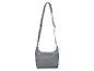 Szara torba crossbody z teksturowanej tkaniny z przednią kieszenią na zamek błyskawiczny.