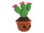 Uroczy kaktus na drutach w doniczce, styl kawaii.
