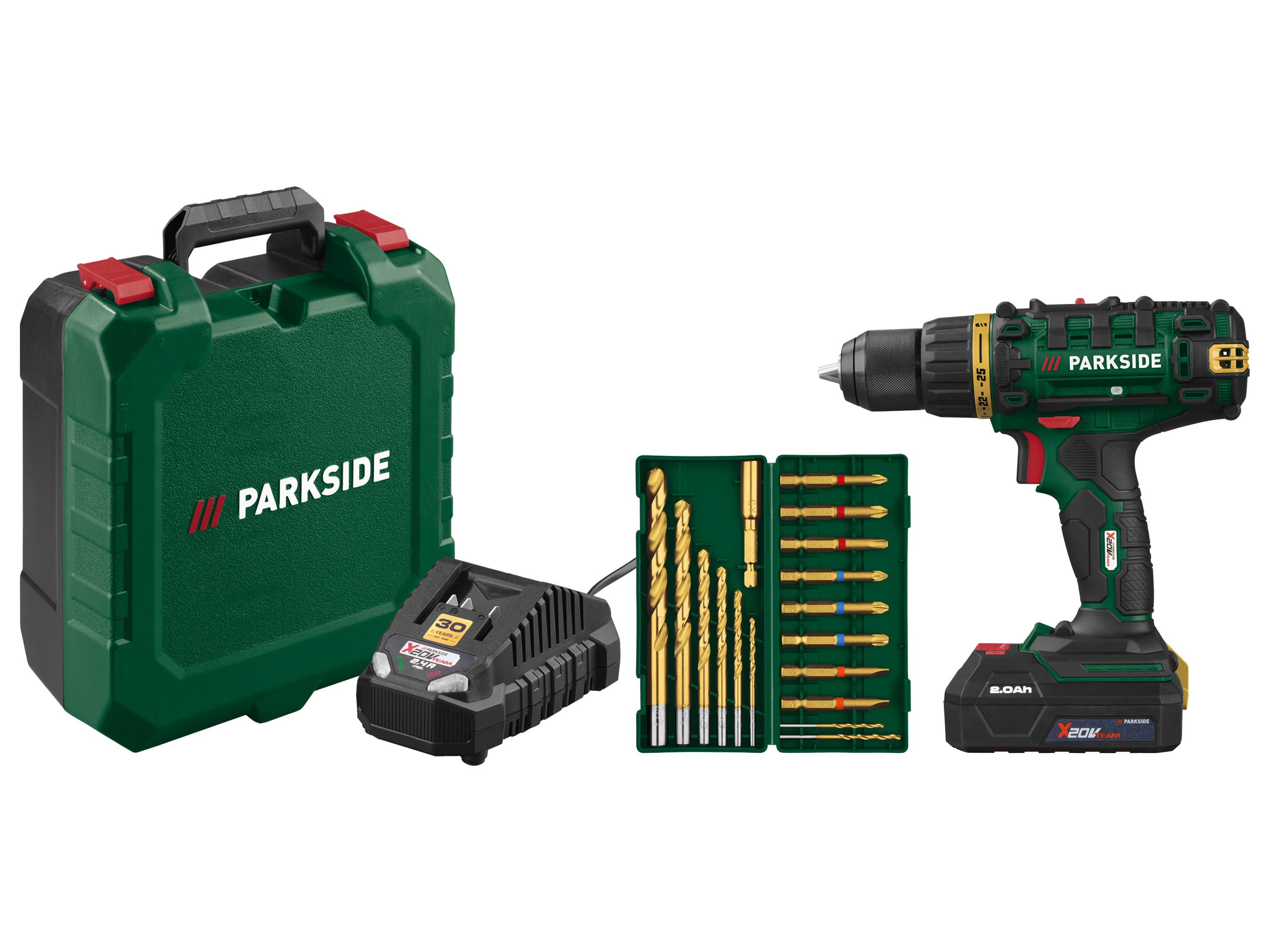 PARKSIDE® Akumulatorowa wiertarko-wkrętarka 20 V Limited Edition PABS 20-Li G8 (z akumulatorem i ładowarką) (Zielona)