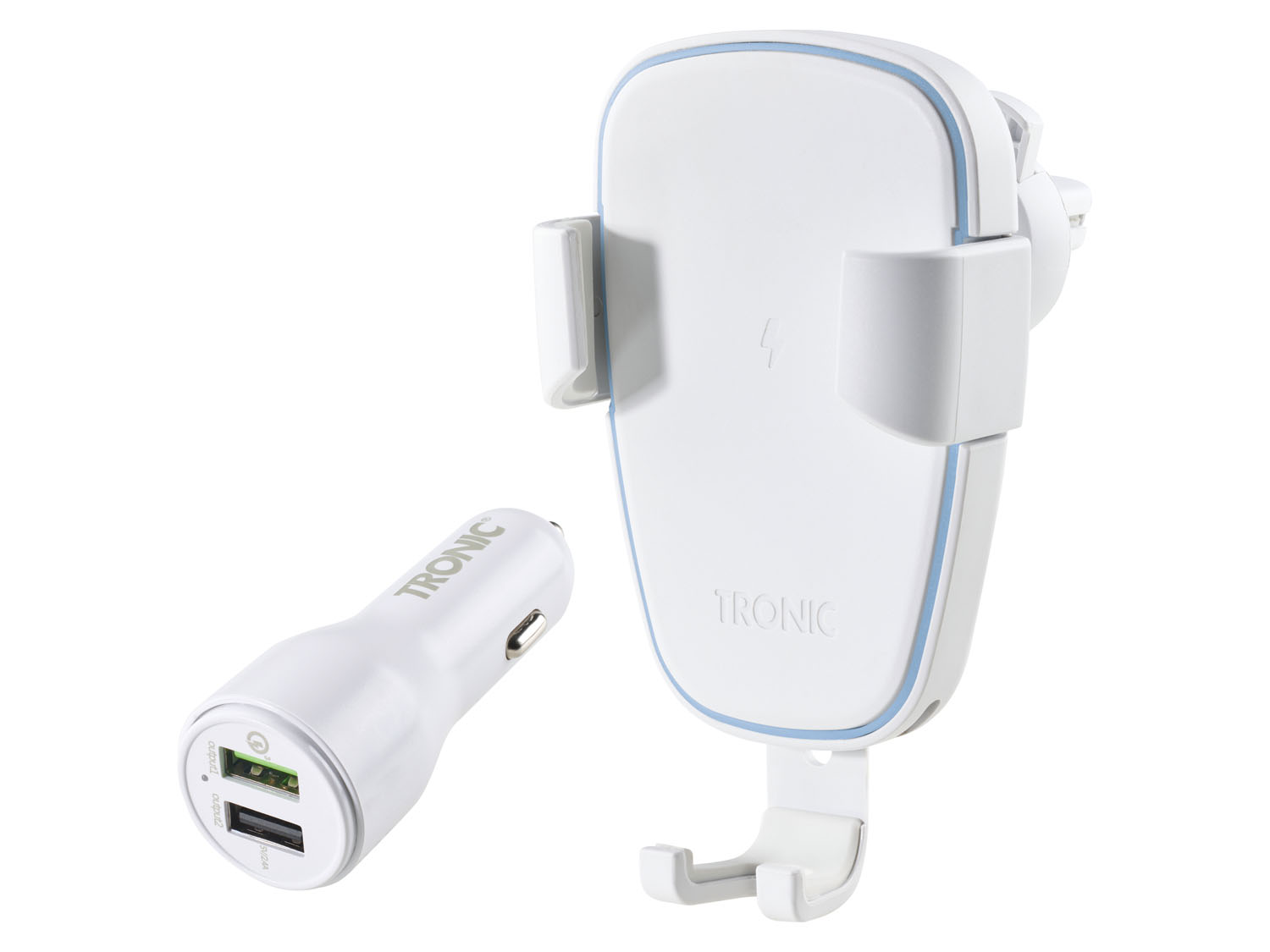 TRONIC® Uchwyt samochodowy na smartfona z ładowarką QI®, 10 W (Biały)
