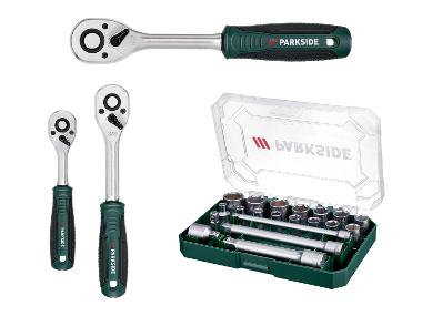 PARKSIDE® Grzechotka, zestaw 2 grzechotek lub zestaw kluczy nasadowych, 20 elementów