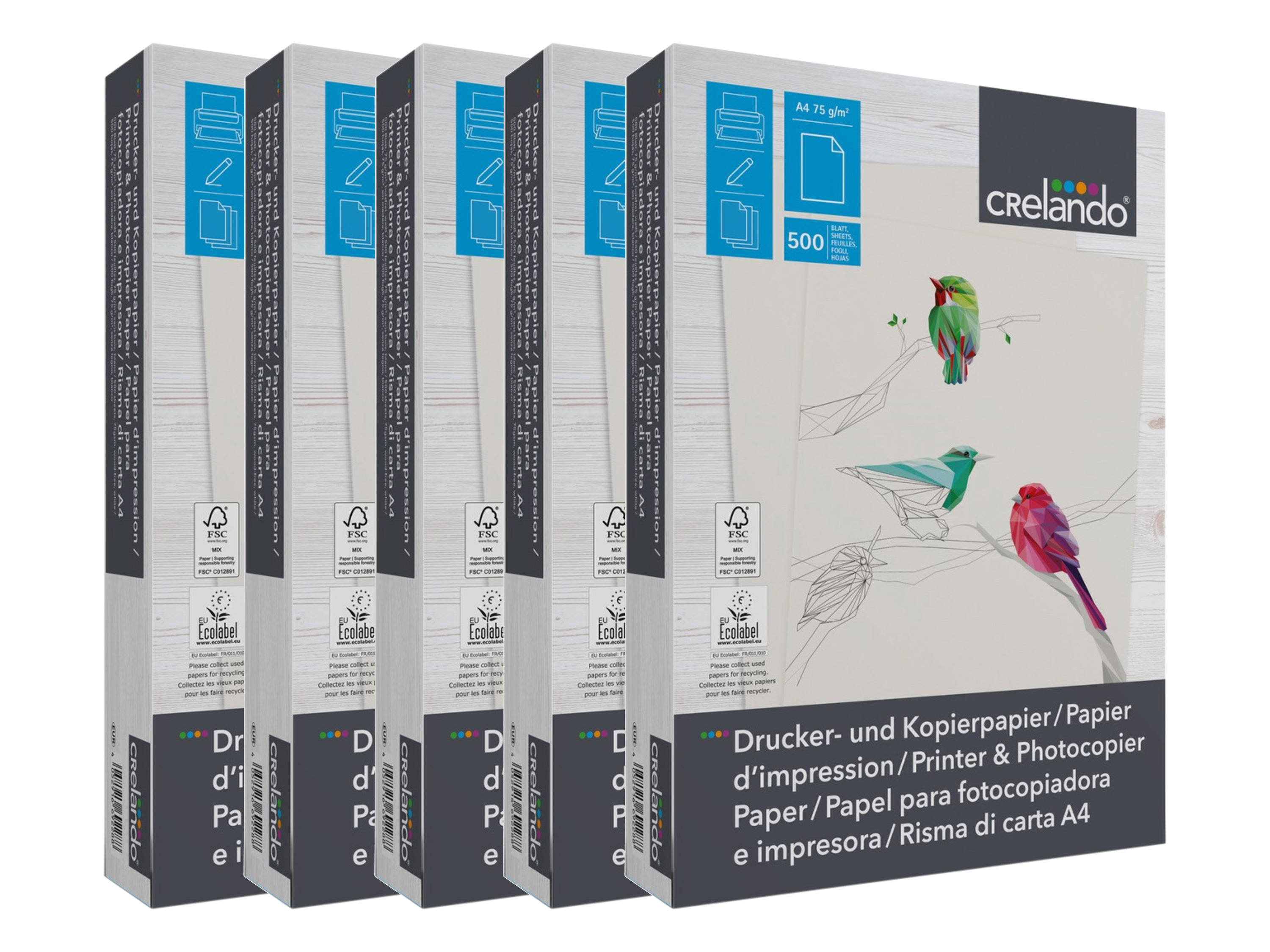 crelando® Karton papieru do drukarek i kserokopiarek, 75 g/m², 5 ryz po 500 arkuszy