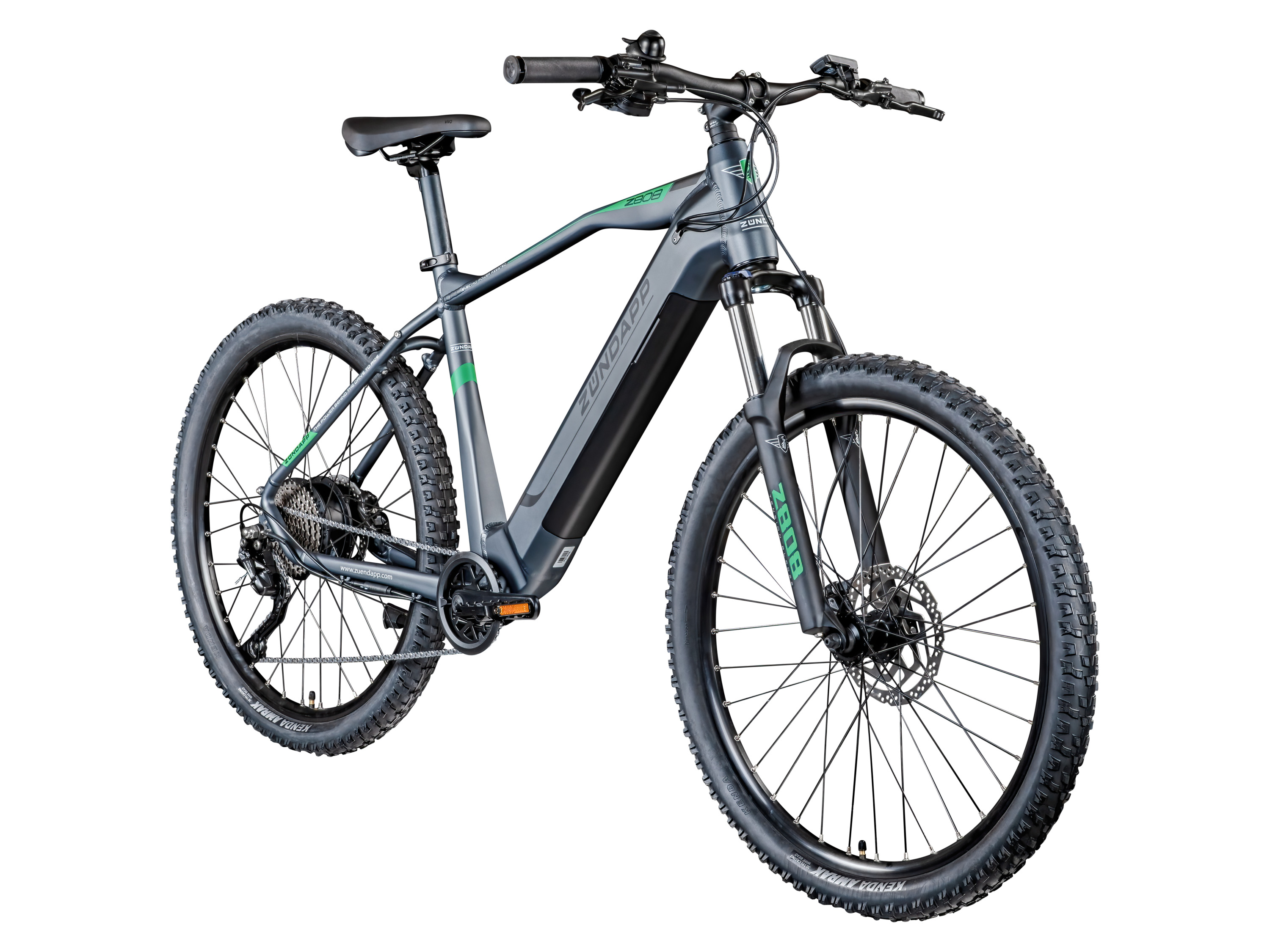 ZÜNDAPP E-Bike Mountainbike »Z808 650B«, MTB, 27,5 Zoll / 29 Zoll (szary/zielony / 27,5 cala)